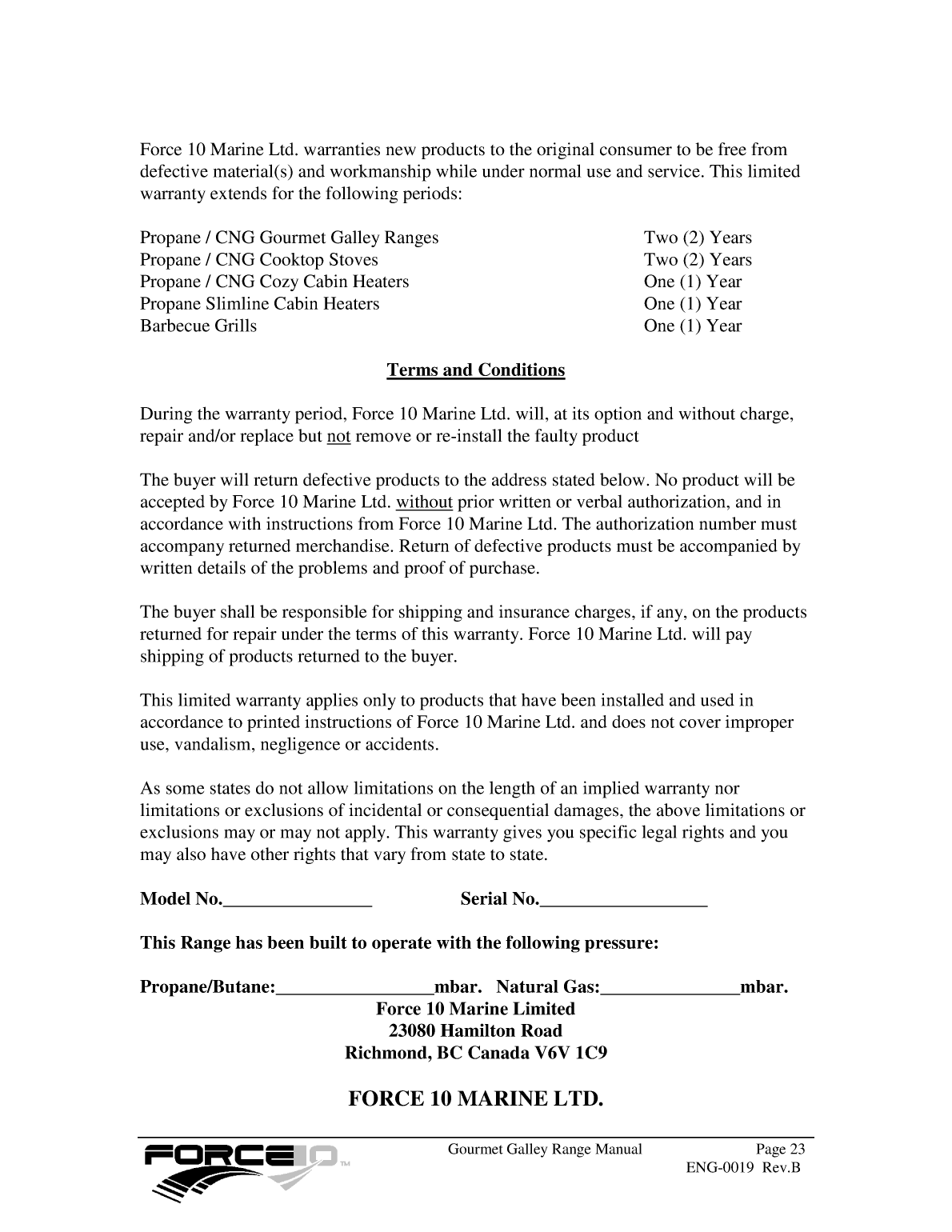 Force 10 Stove Manual eng 0019 Rev b