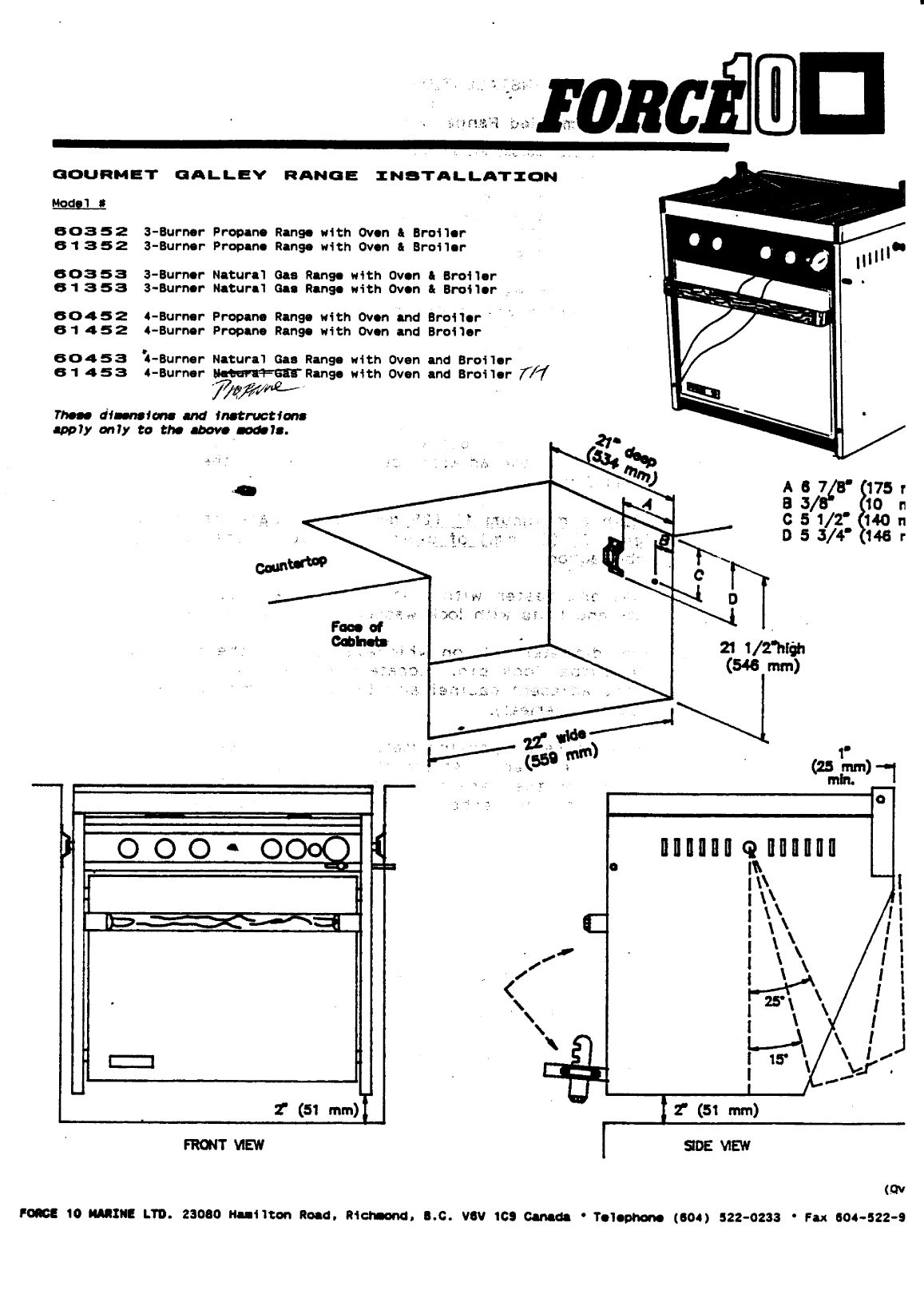 Force10: Gourmet additional Gourmet Force 10 Gas Galley Installation