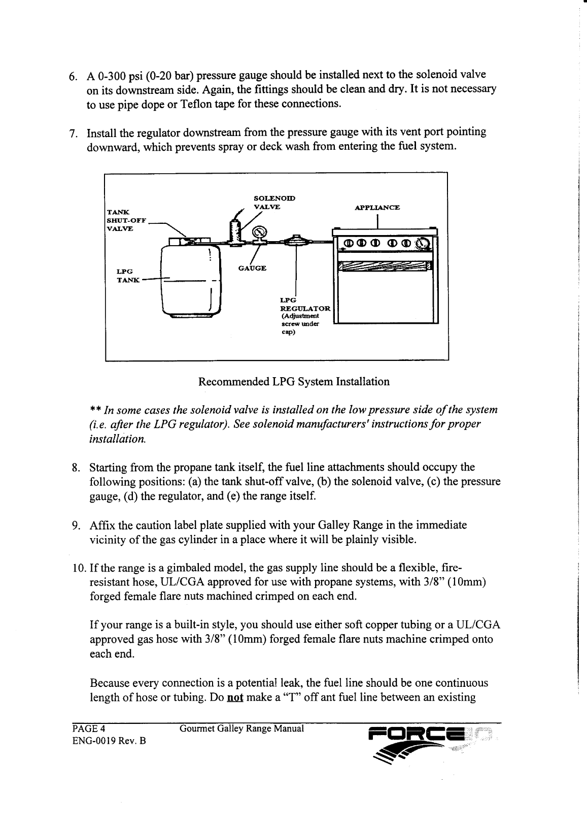 ' Force10: Gourmet manual Gourmet Force 10 Gas Galley Owner's Manual'