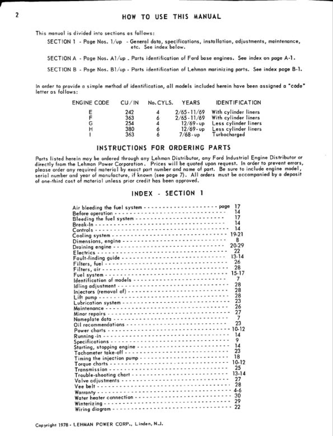 Ford Lehman Workshop Manual