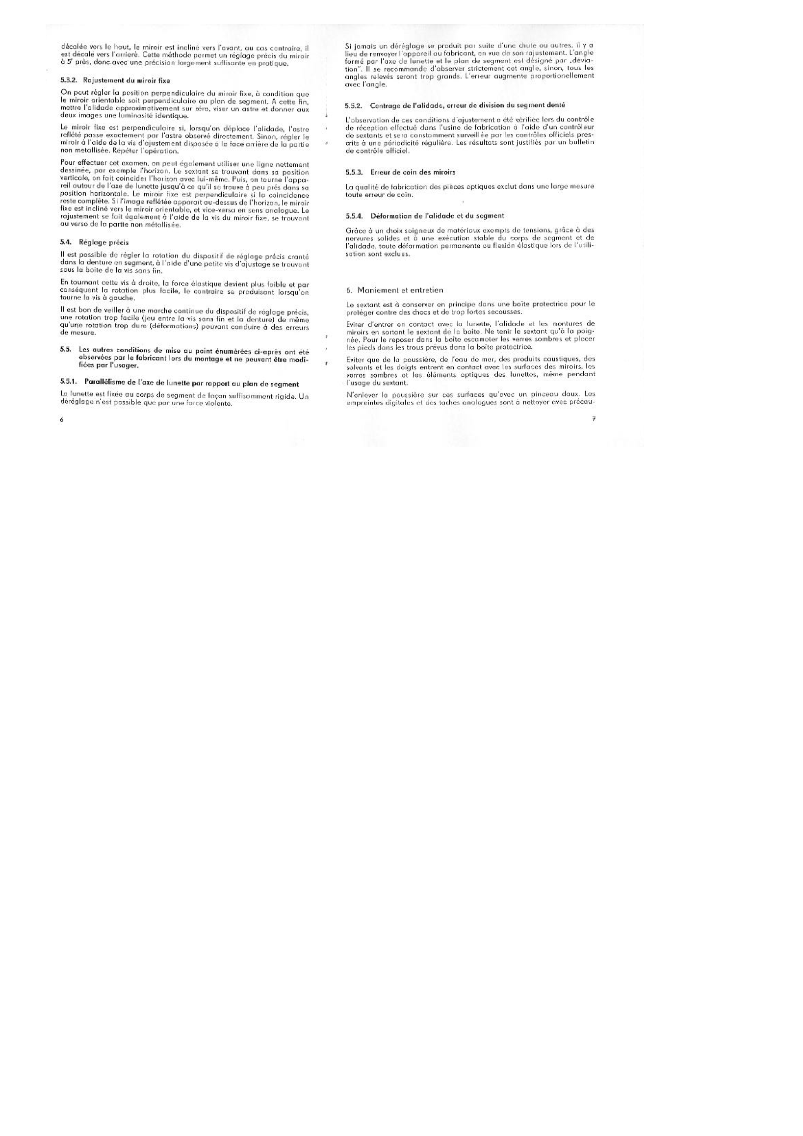 ' Freiberger: Manuel Freiberger Sextant Owner's Manual'