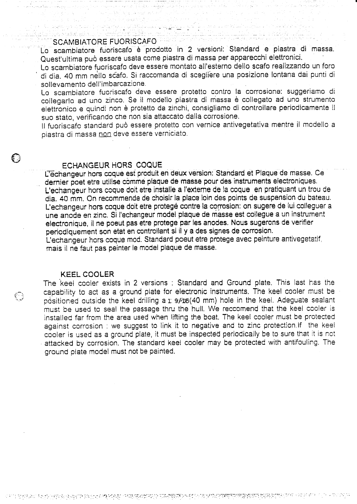 Frigoboat: Echangeur coque Frigoboat Keel Heat Exchanger Installation Manual