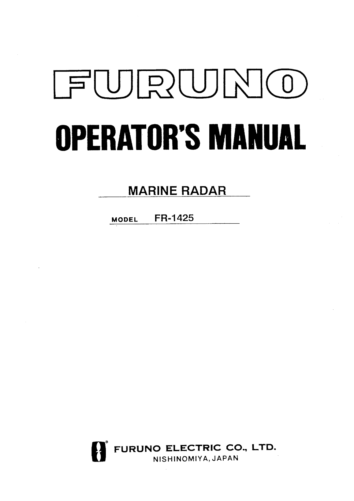 Furuno Fr 1425 Radar Operators Manual