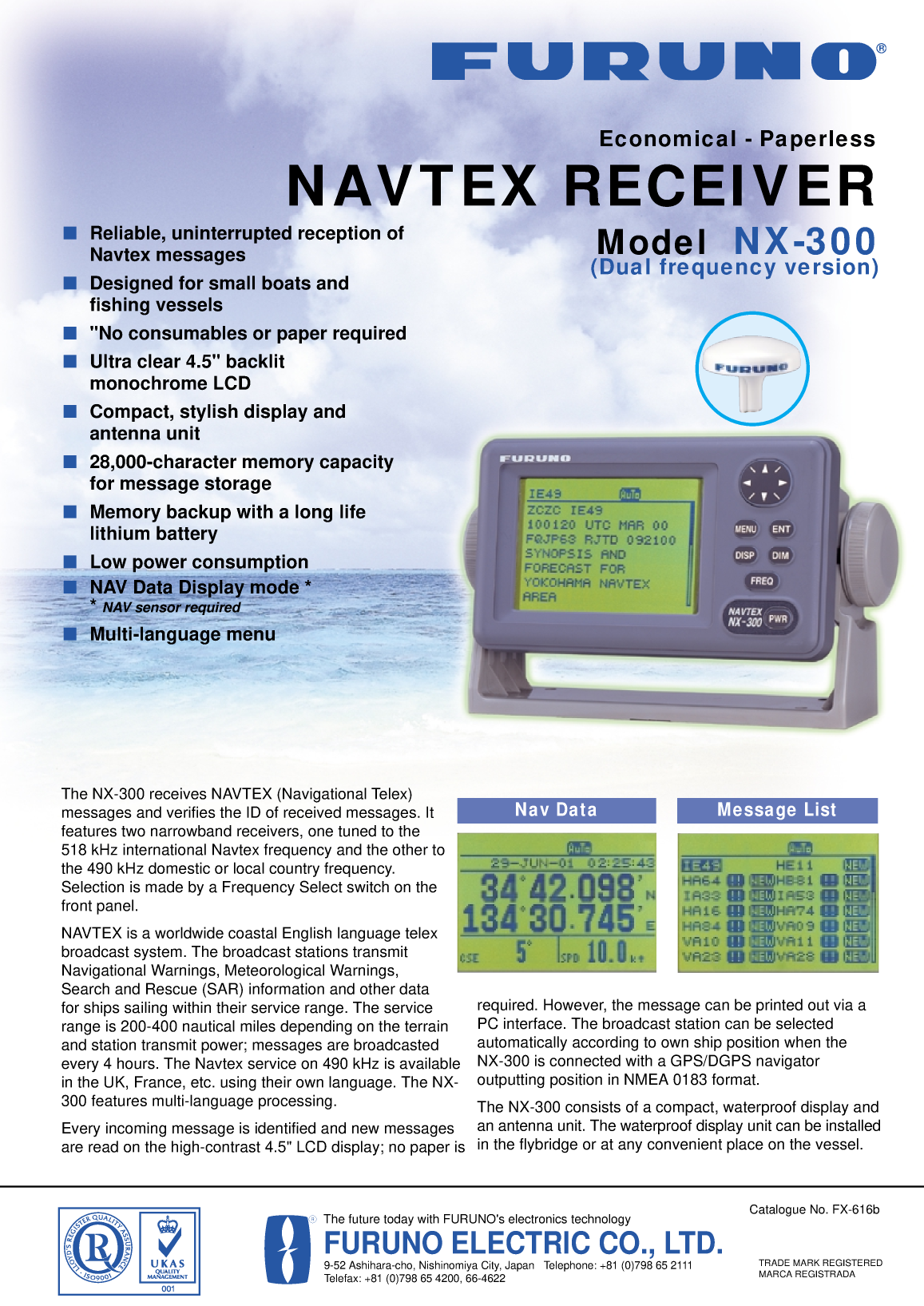 Furuno: Nx300 flyer Navtex Receiver Furuno Nx 300 (dual Freq)