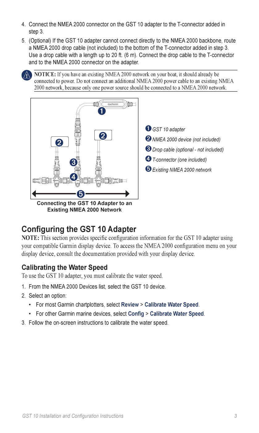 Garmin gst10 Water Speedand Temperature Adapter Installationand Configuration Insturctions