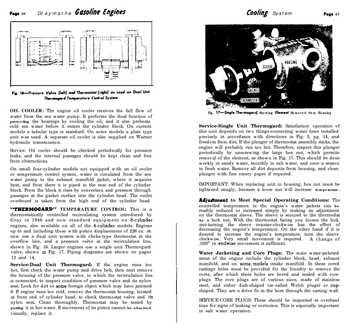 ' Gray Marine Manual 4 And 6 Cyclinder Engines (1938 1958 Models)'