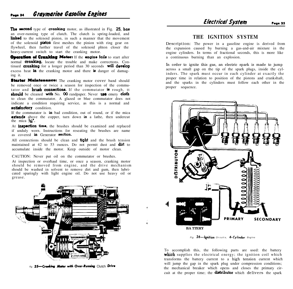 ' Gray Marine Manual 4 And 6 Cyclinder Engines (1938 1958 Models)'
