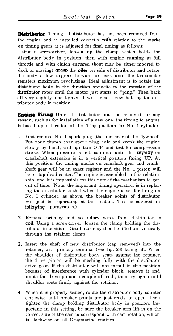 ' Gray Marine Manual 4 And 6 Cyclinder Engines (1938 1958 Models)'