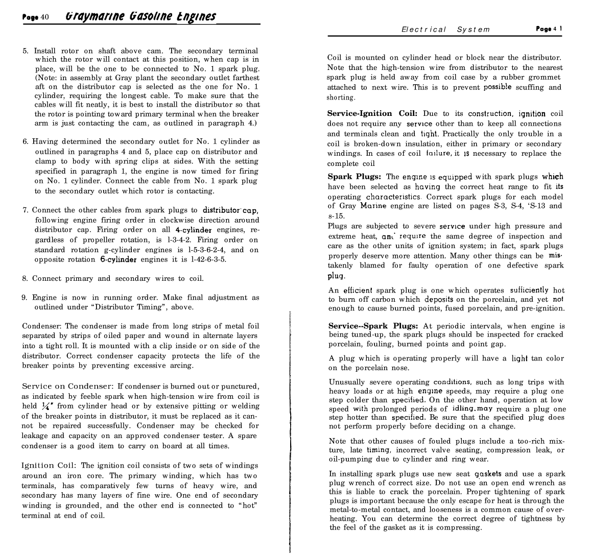' Gray Marine Manual 4 And 6 Cyclinder Engines (1938 1958 Models)'