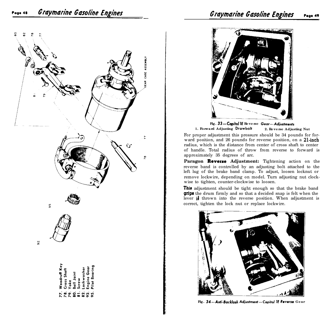 ' Gray Marine Manual 4 And 6 Cyclinder Engines (1938 1958 Models)'