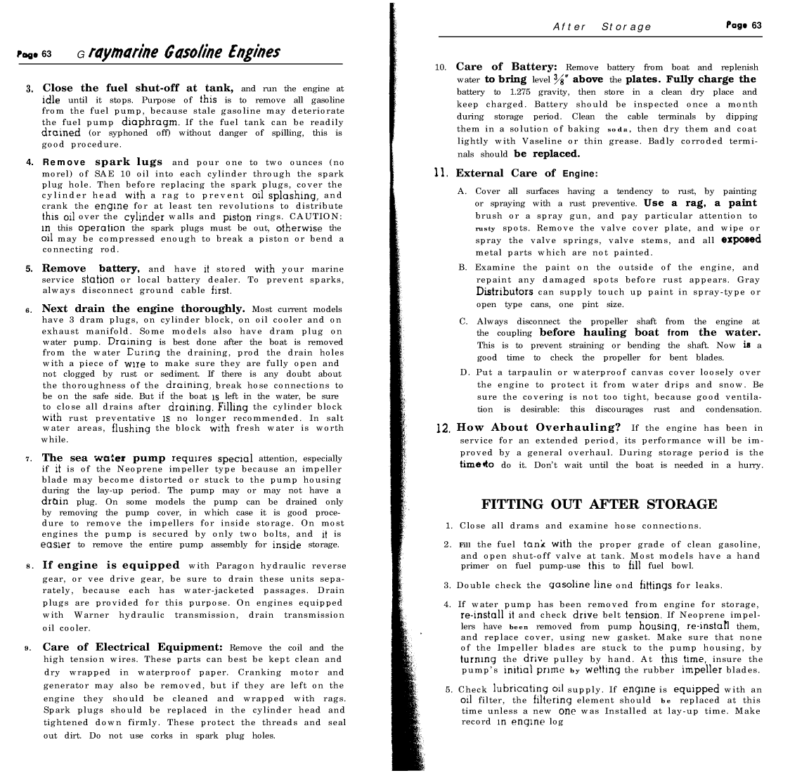 ' Gray Marine Manual 4 And 6 Cyclinder Engines (1938 1958 Models)'