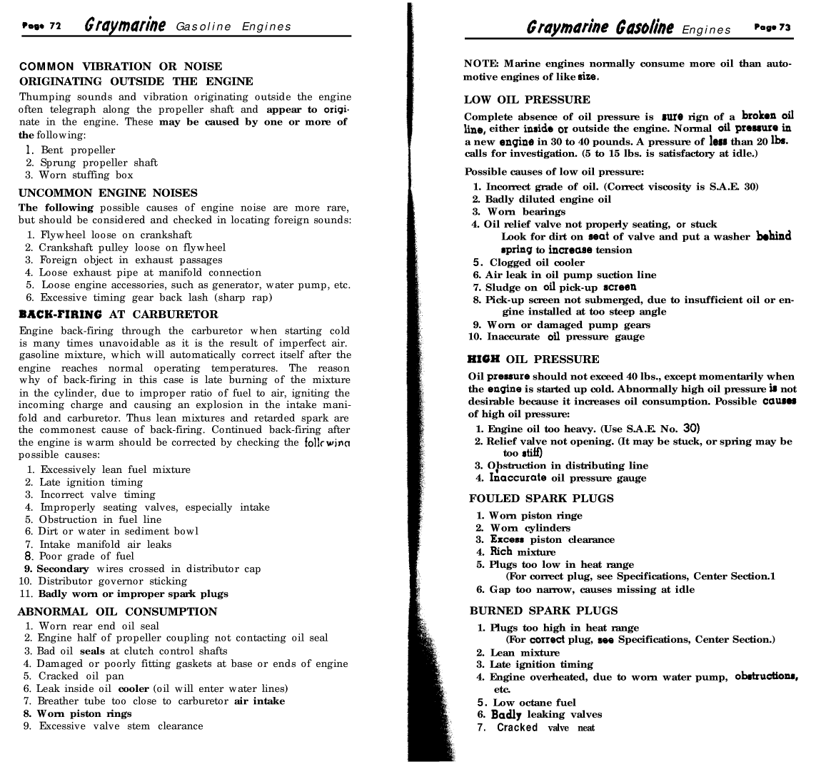 ' Gray Marine Manual 4 And 6 Cyclinder Engines (1938 1958 Models)'