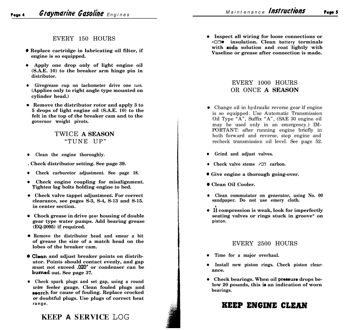 ' Gray Marine Manual 4 And 6 Cyclinder Engines (1938 1958 Models)'