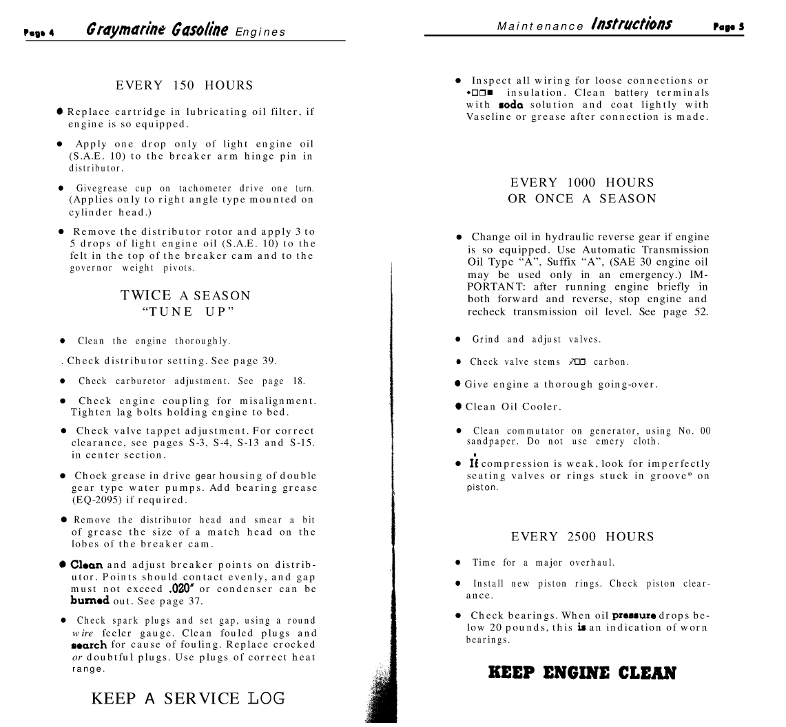 ' Gray Marine Manual 4 And 6 Cyclinder Engines (1938 1958 Models)'