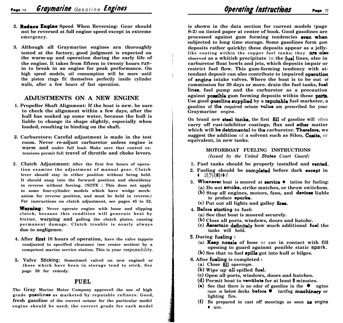 ' Gray Marine Manual 4 And 6 Cyclinder Engines (1938 1958 Models)'
