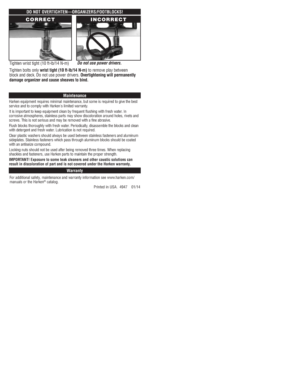 Harken 6066 Deck Organizer Instruction Sheet