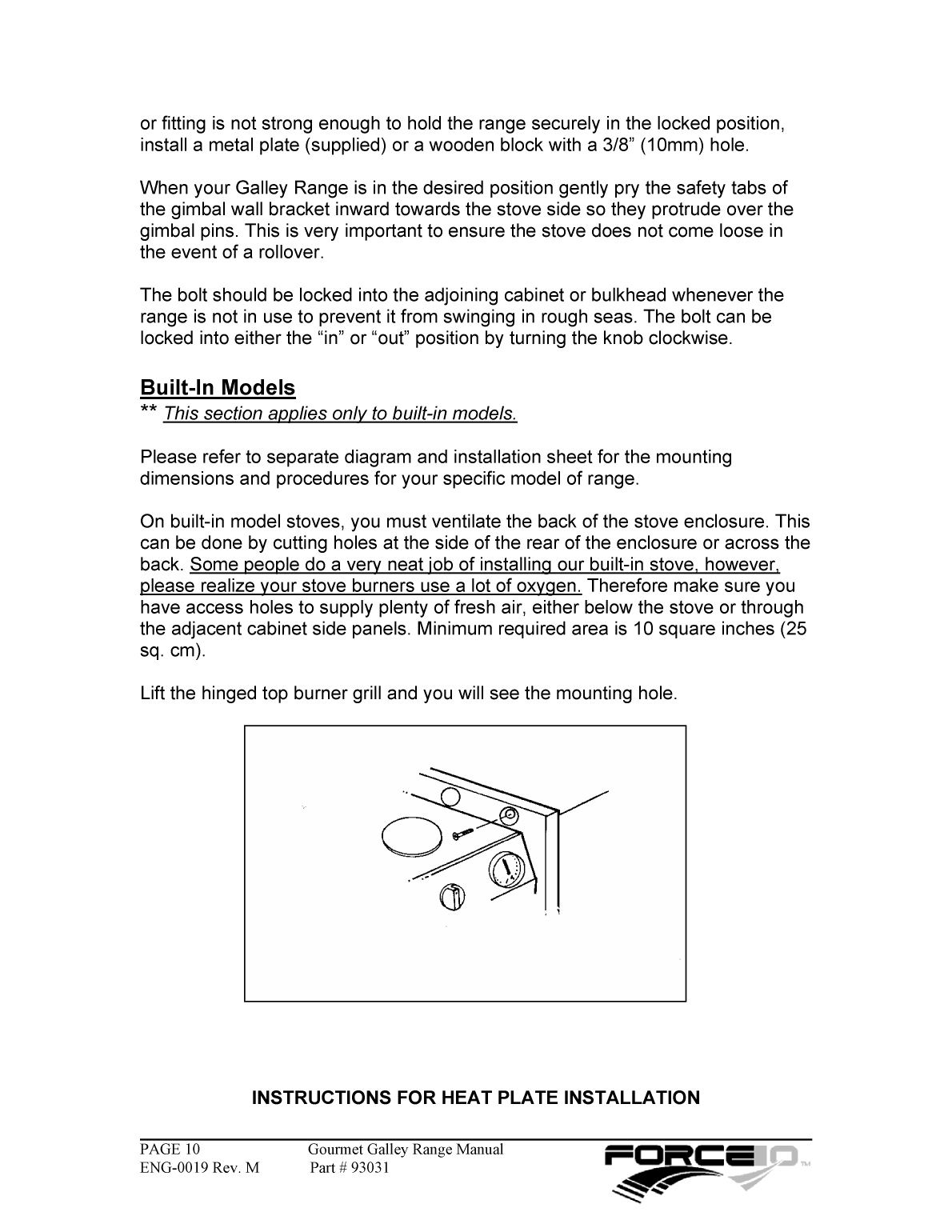 Force10 Gourmet Galley Range Manual