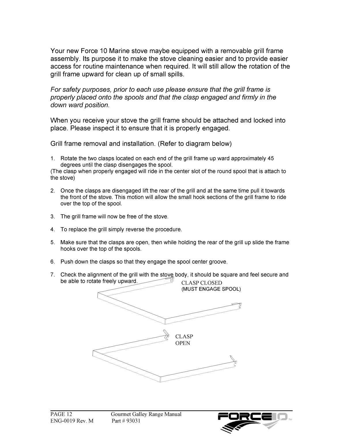 Force10 Gourmet Galley Range Manual