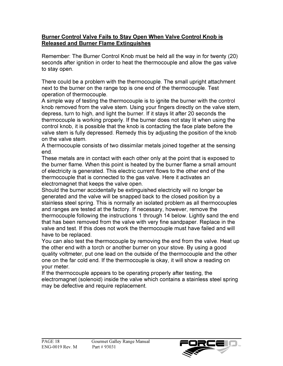 Force10 Gourmet Galley Range Manual