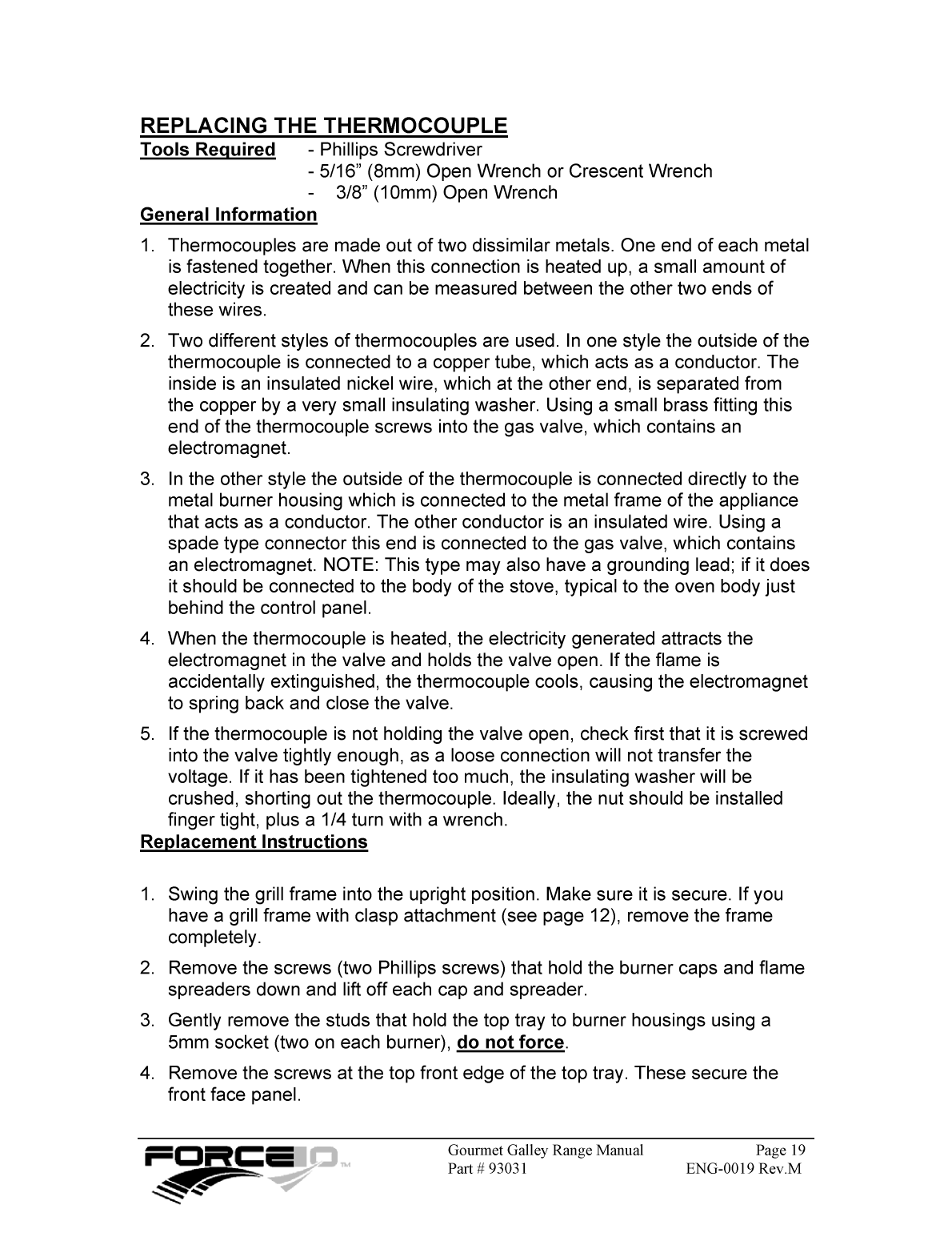 Force10 Gourmet Galley Range Manual