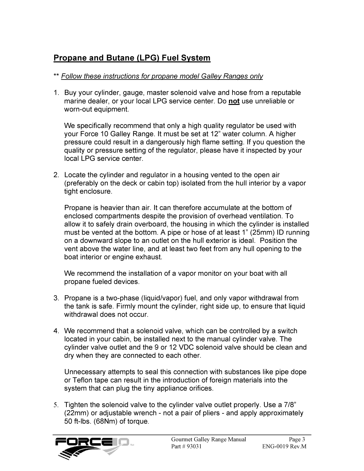 Force10 Gourmet Galley Range Manual