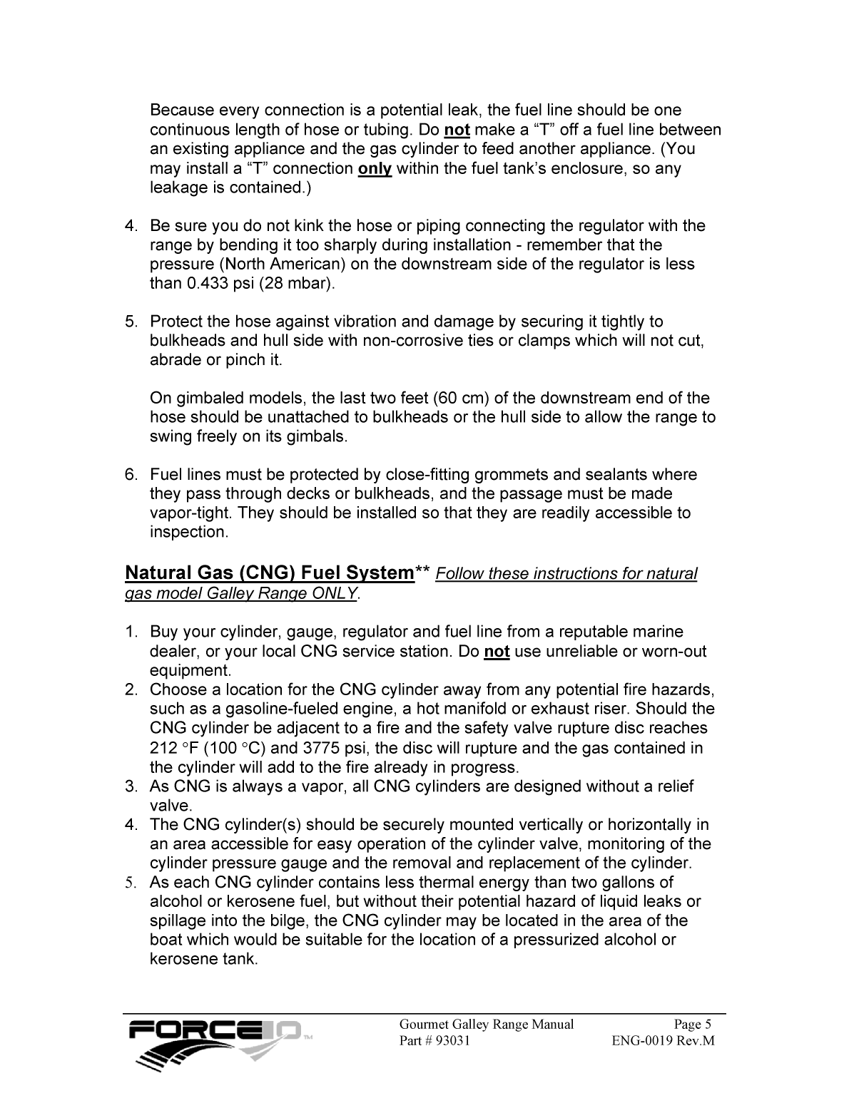 Force10 Gourmet Galley Range Manual