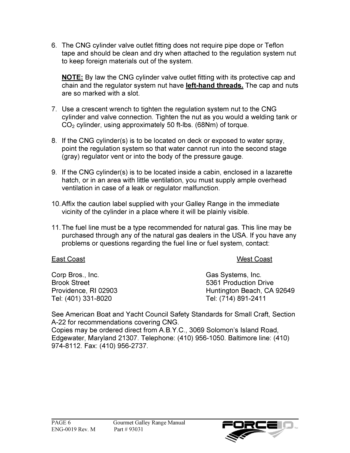 Force10 Gourmet Galley Range Manual