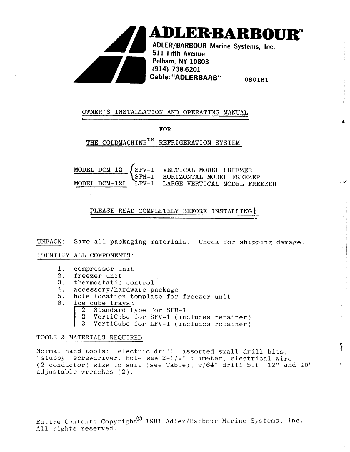Adler Barbour Io Manual