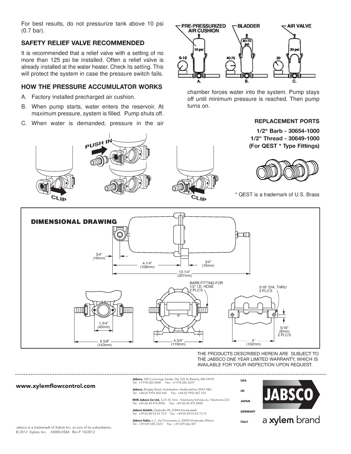 Jabsco Accumulator 30573 0000