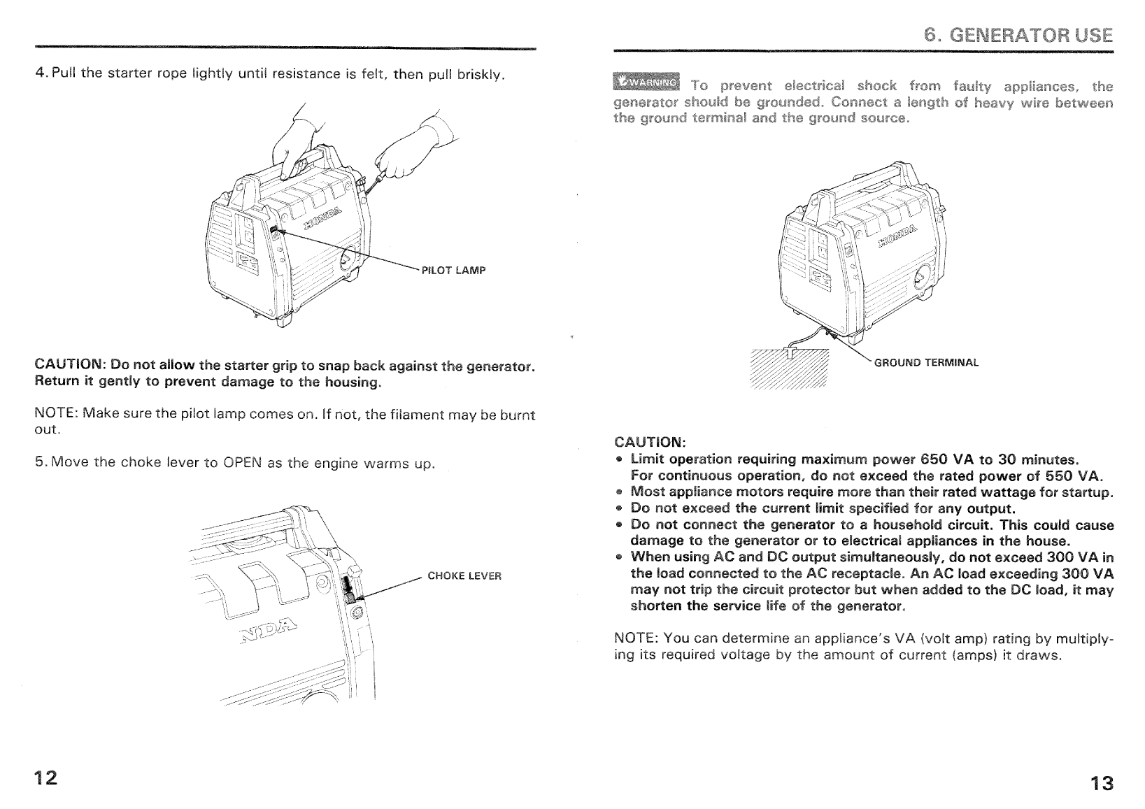 Honda em650 Generator Owners Manual
