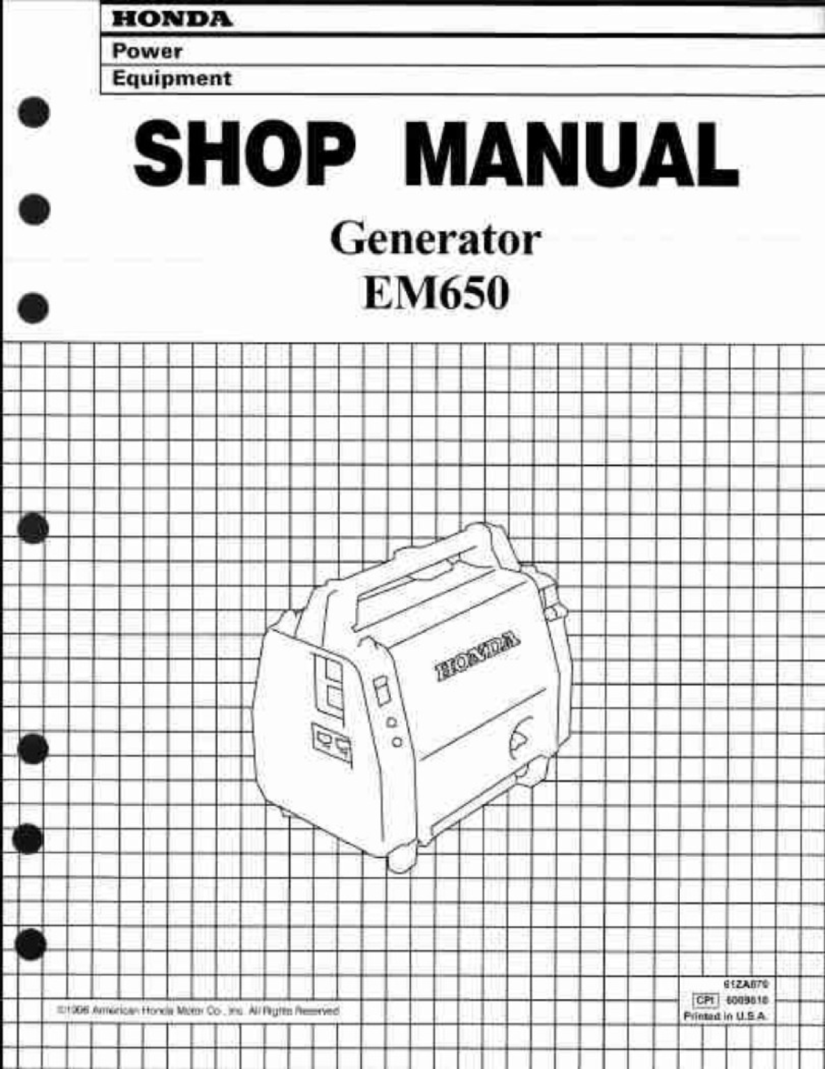 Honda Em650 Generator Shop Manual