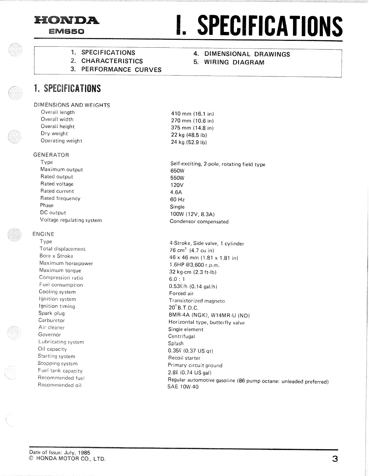 Honda Em650 Generator Shop Manual