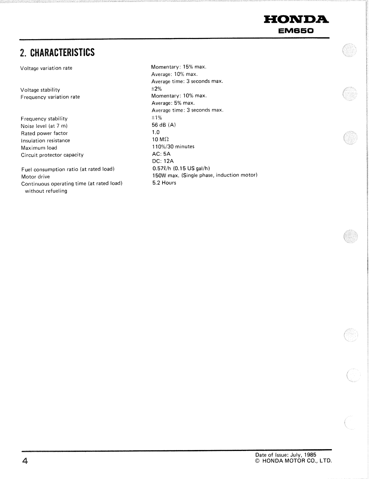 Honda Em650 Generator Shop Manual