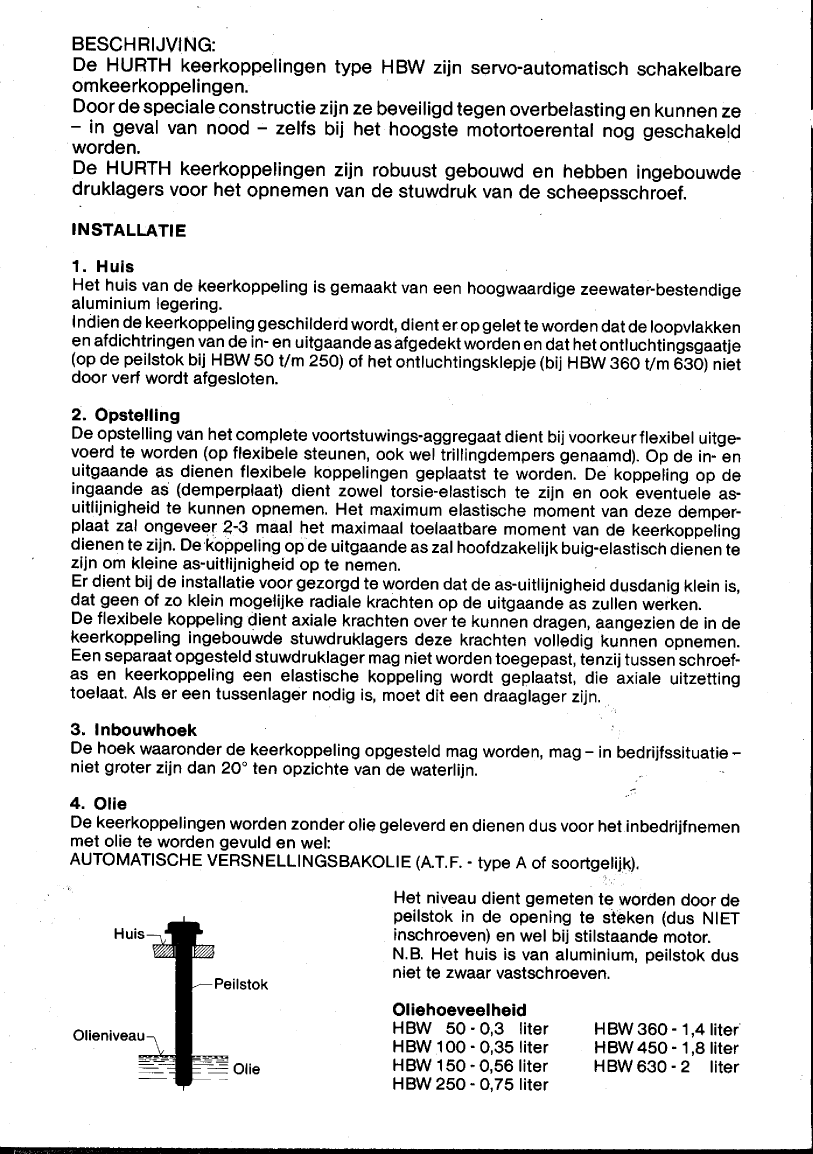 Hurth hbw 50 Installatie Nl