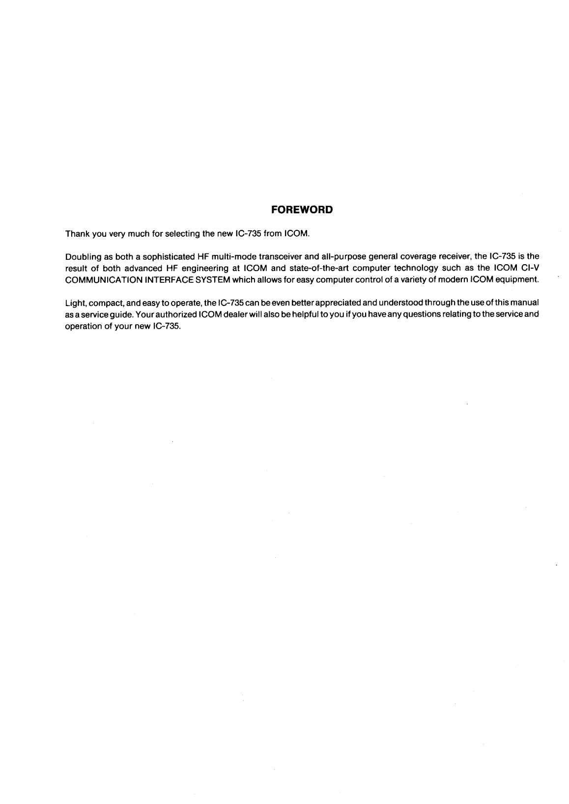 Icom Ic 735 Service Manual
