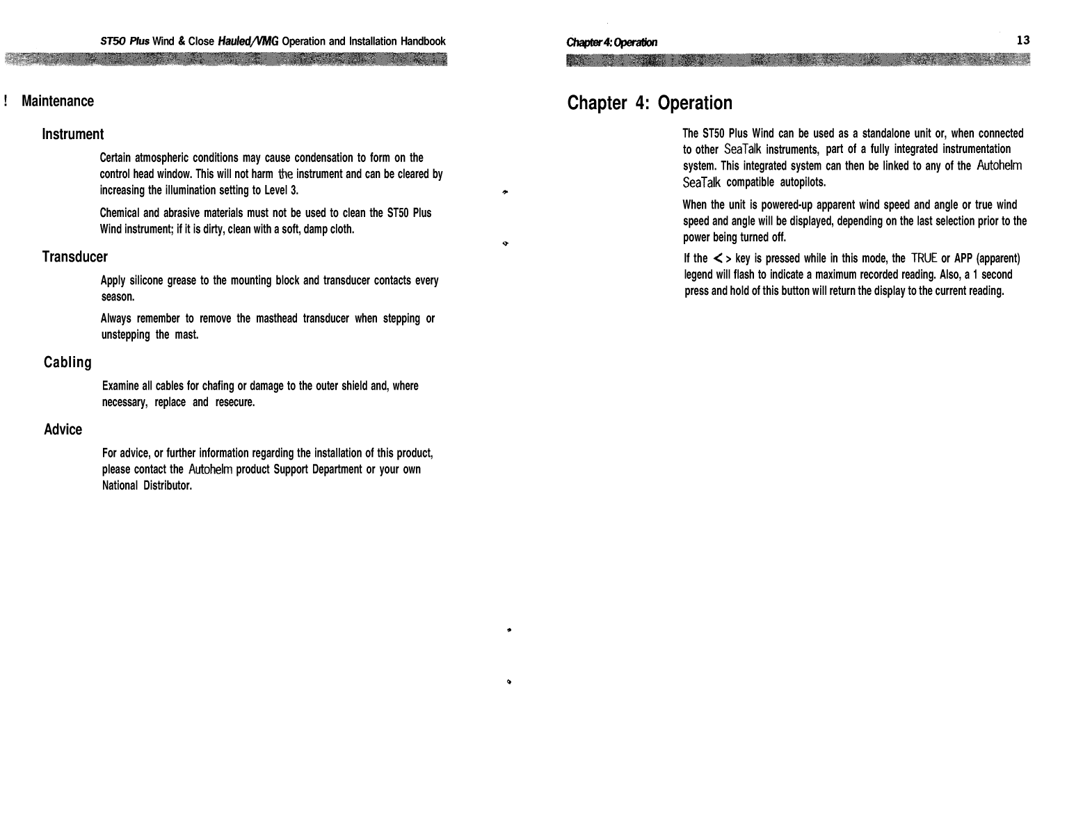 Autohelm Raymarine: St50 Plus Wind Wind Speed St50
