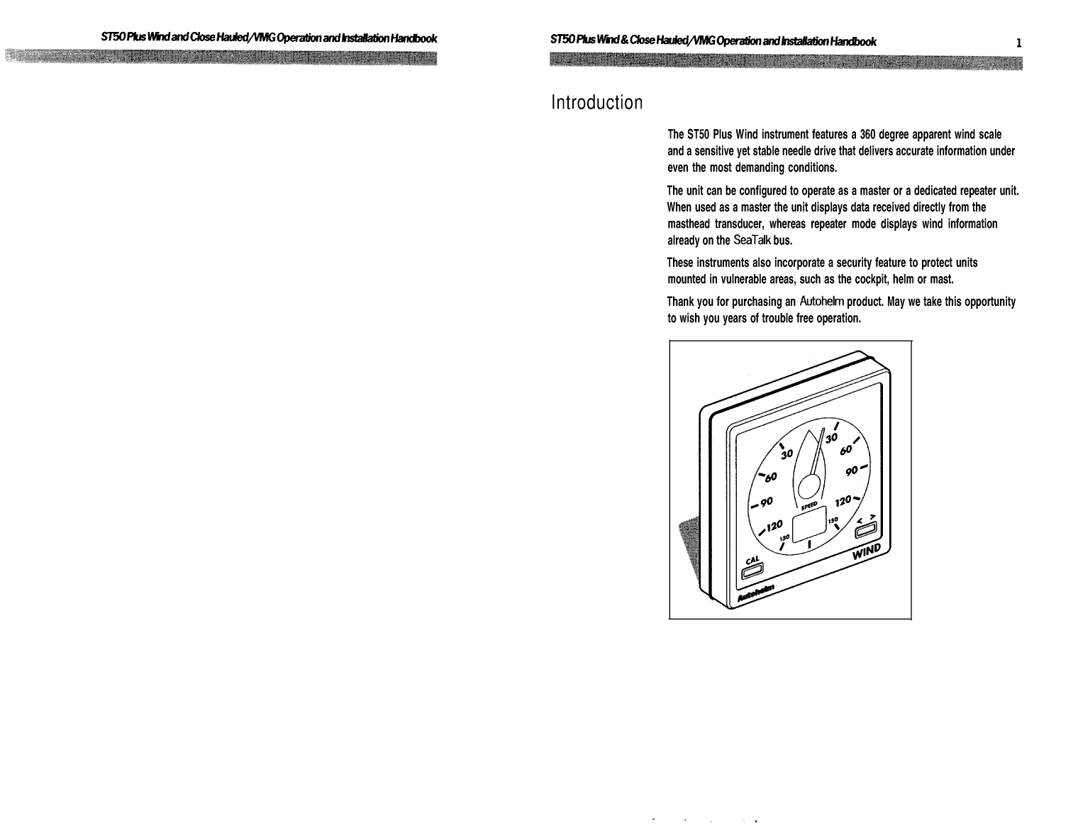 Autohelm Raymarine: St50 Plus Wind Wind Speed St50