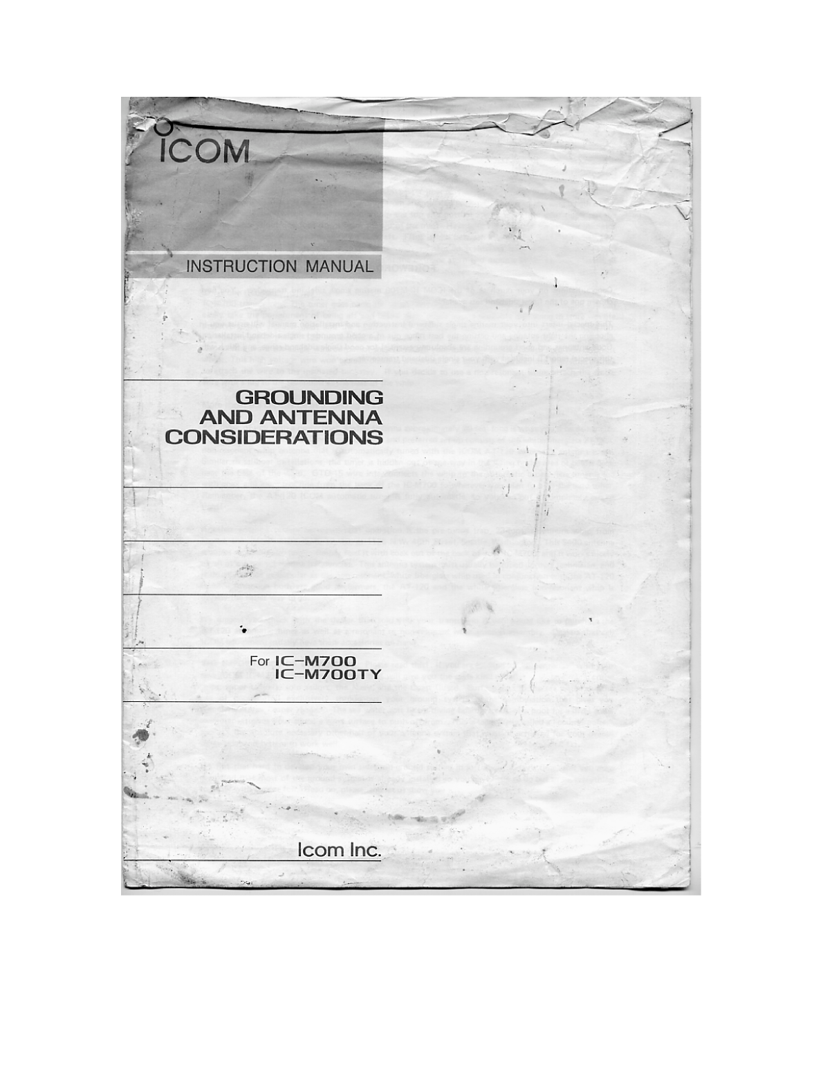 Icom Ic m700 Grounding