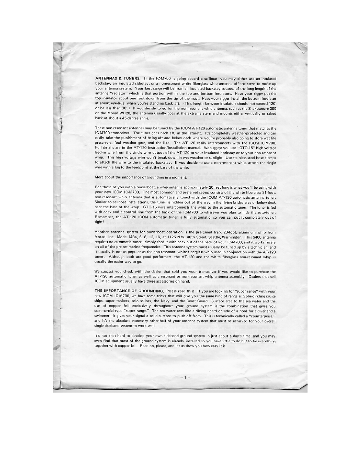 ' Icom Ic m700 Grounding'