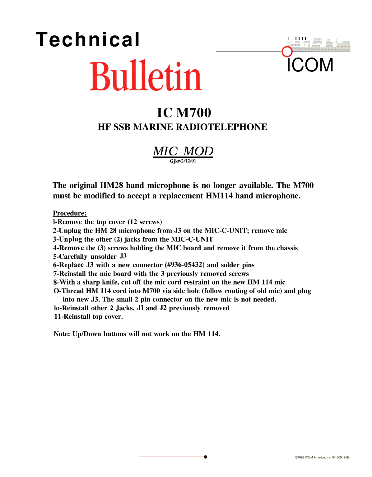 Icom Ic m700 Mic Mod