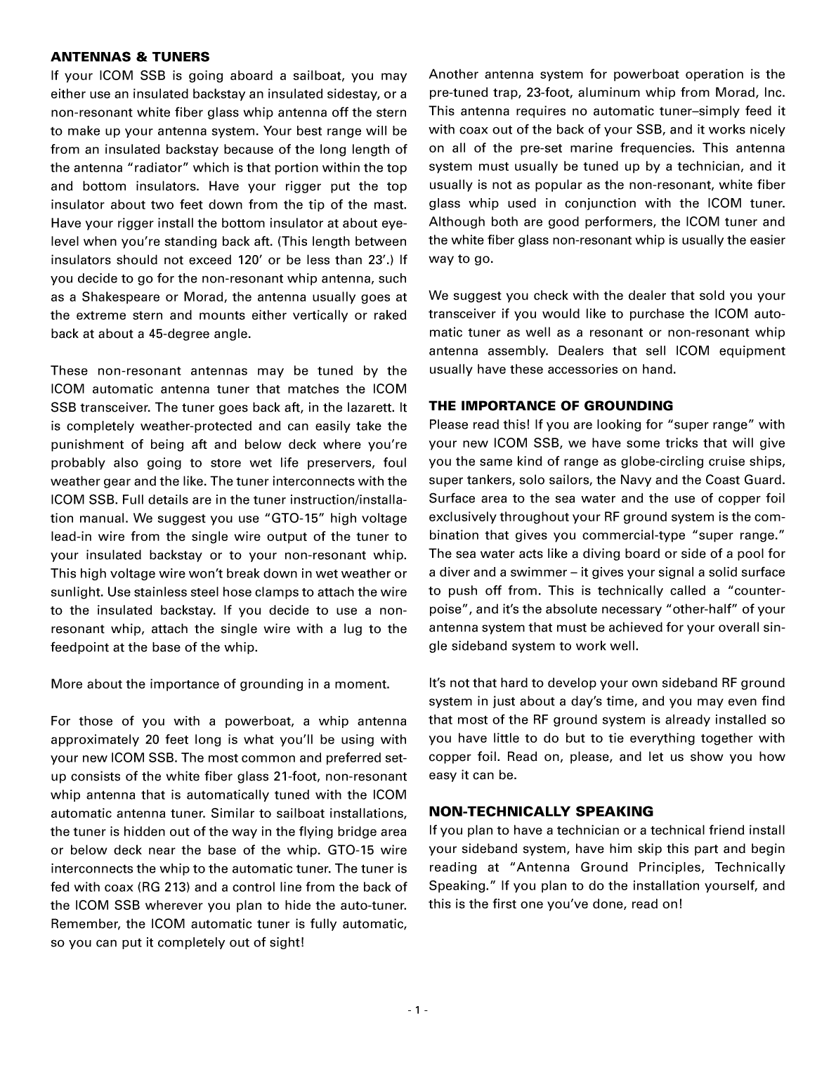 Icom Marine Ssb Antenna Grounding