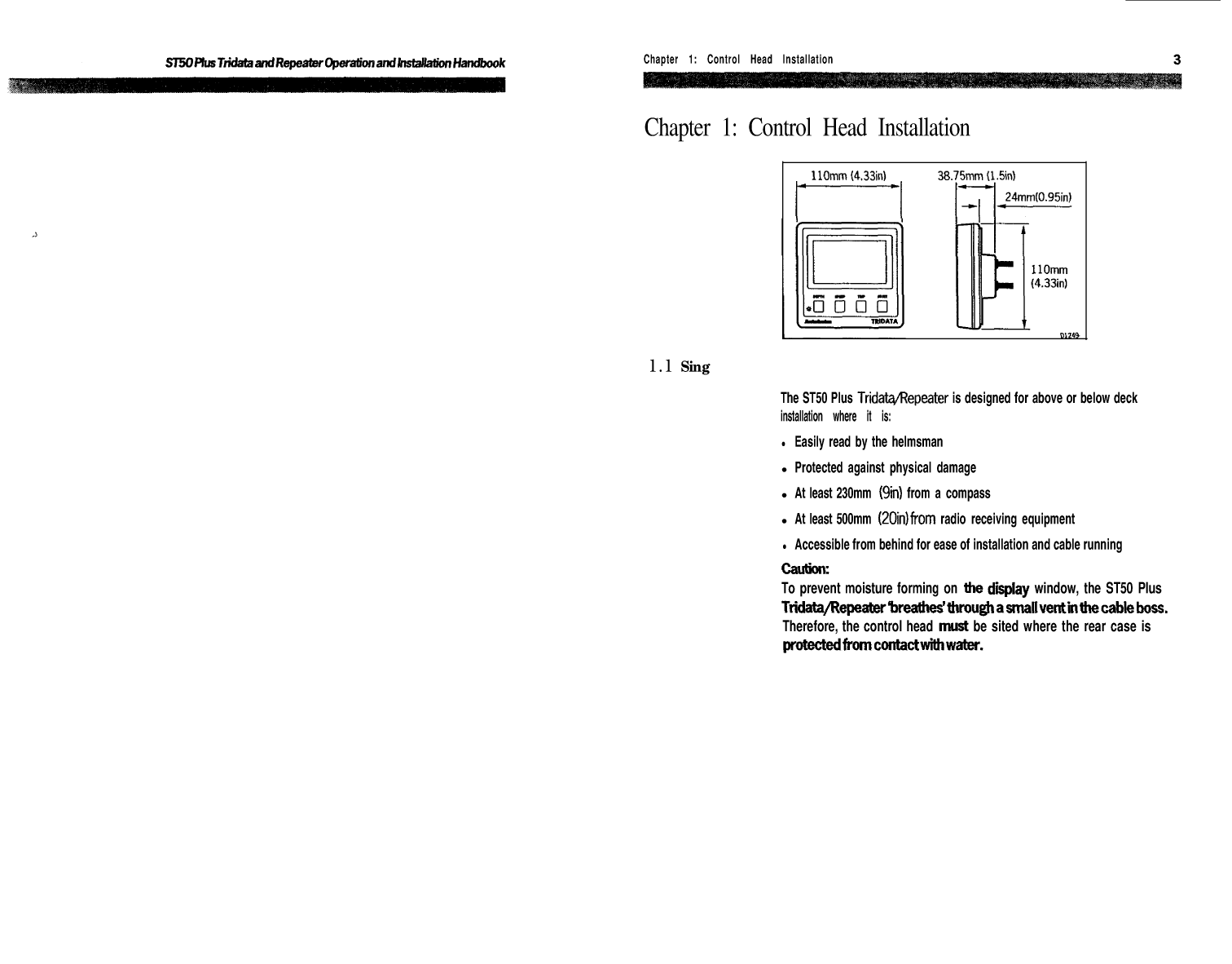 Autohelm Raymarine: St50 plus Tridata Repeater Multi function St50