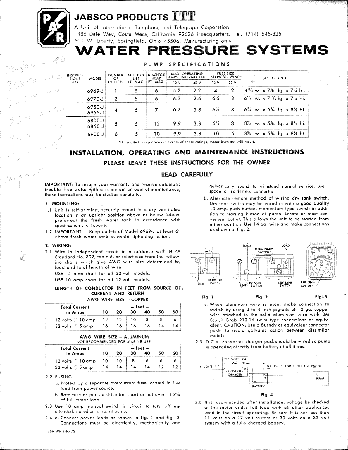 Jabsco par Pump Model 6800 6900 series