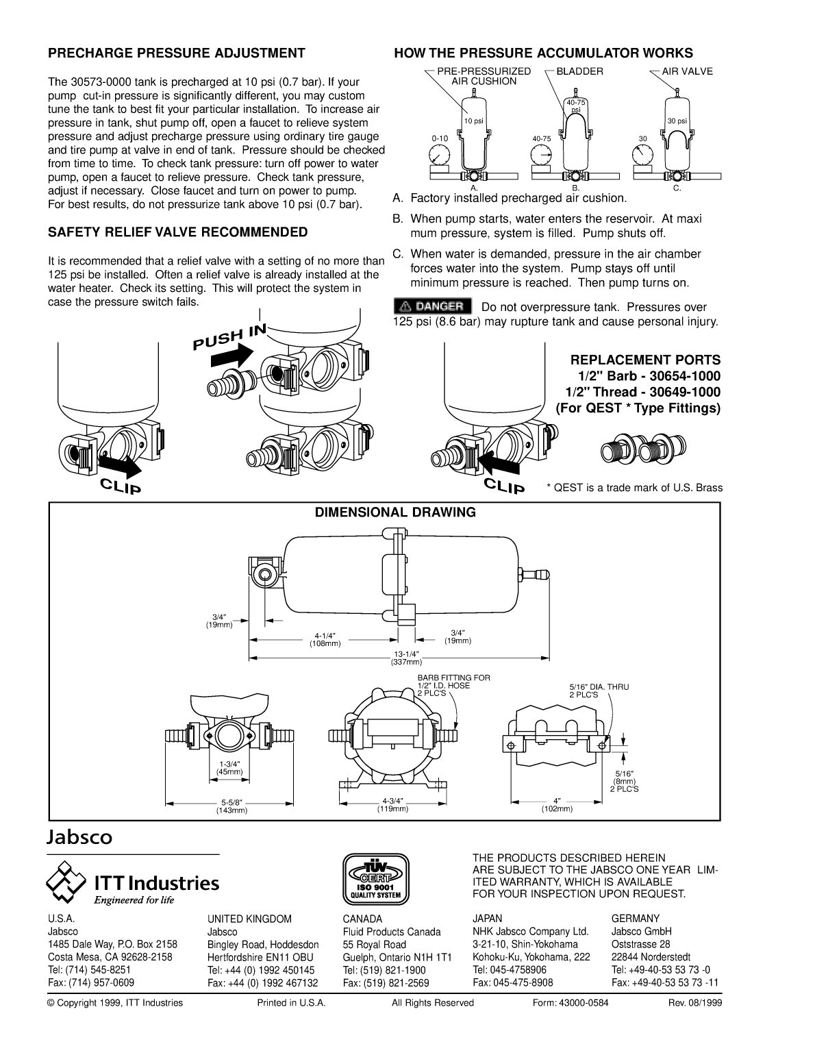 Jabsco: 43000 0584 Ds Jabsco 30573 Accumulator Tank