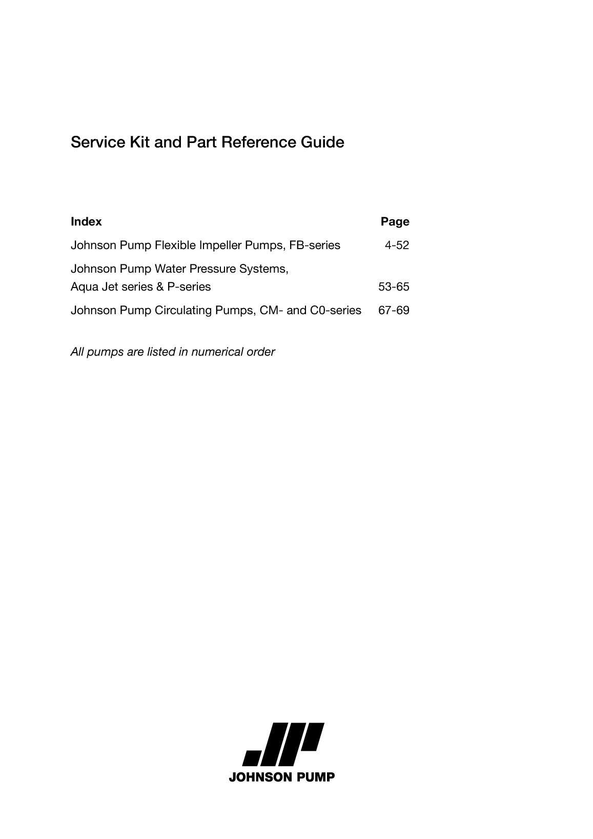 Johnson: Jp Service Kit Ref Guide Johnson Pump Service Kit And Part Reference Guide