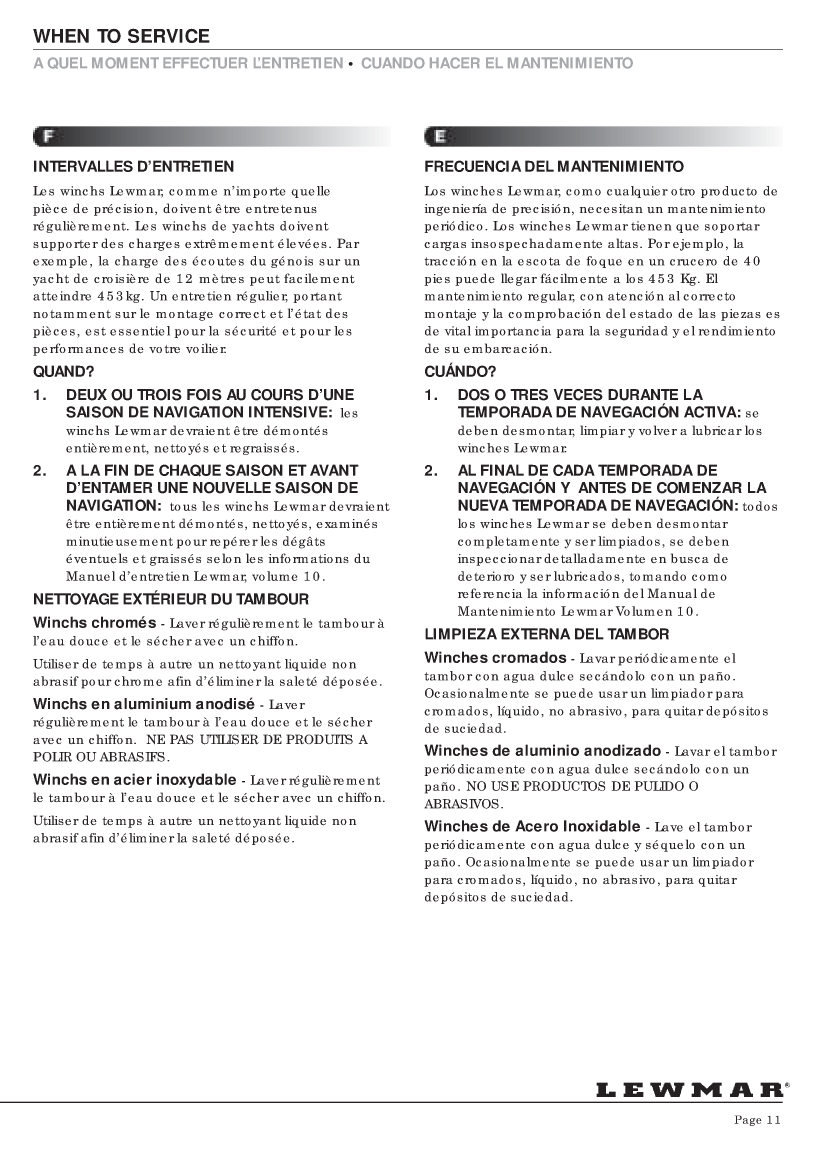 ' Lewmar Winch Service Manual'