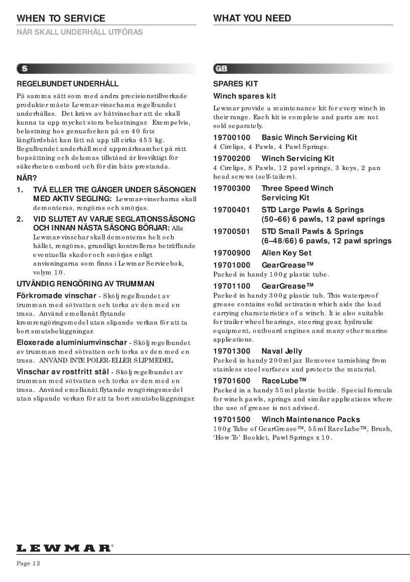 ' Lewmar Winch Service Manual'