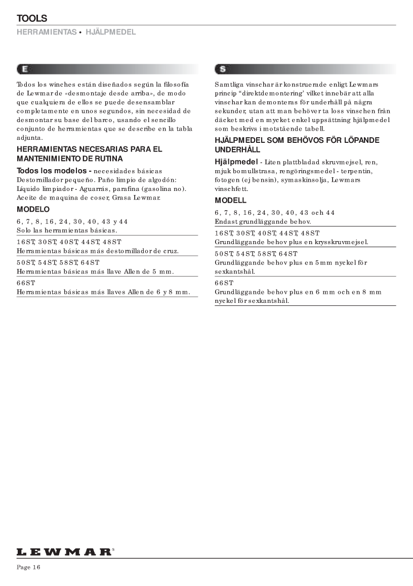 ' Lewmar Winch Service Manual'