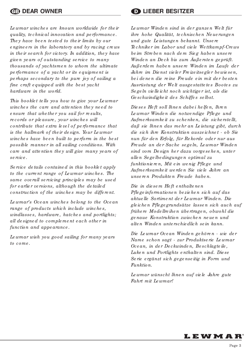 Lewmar Winch Service Manual