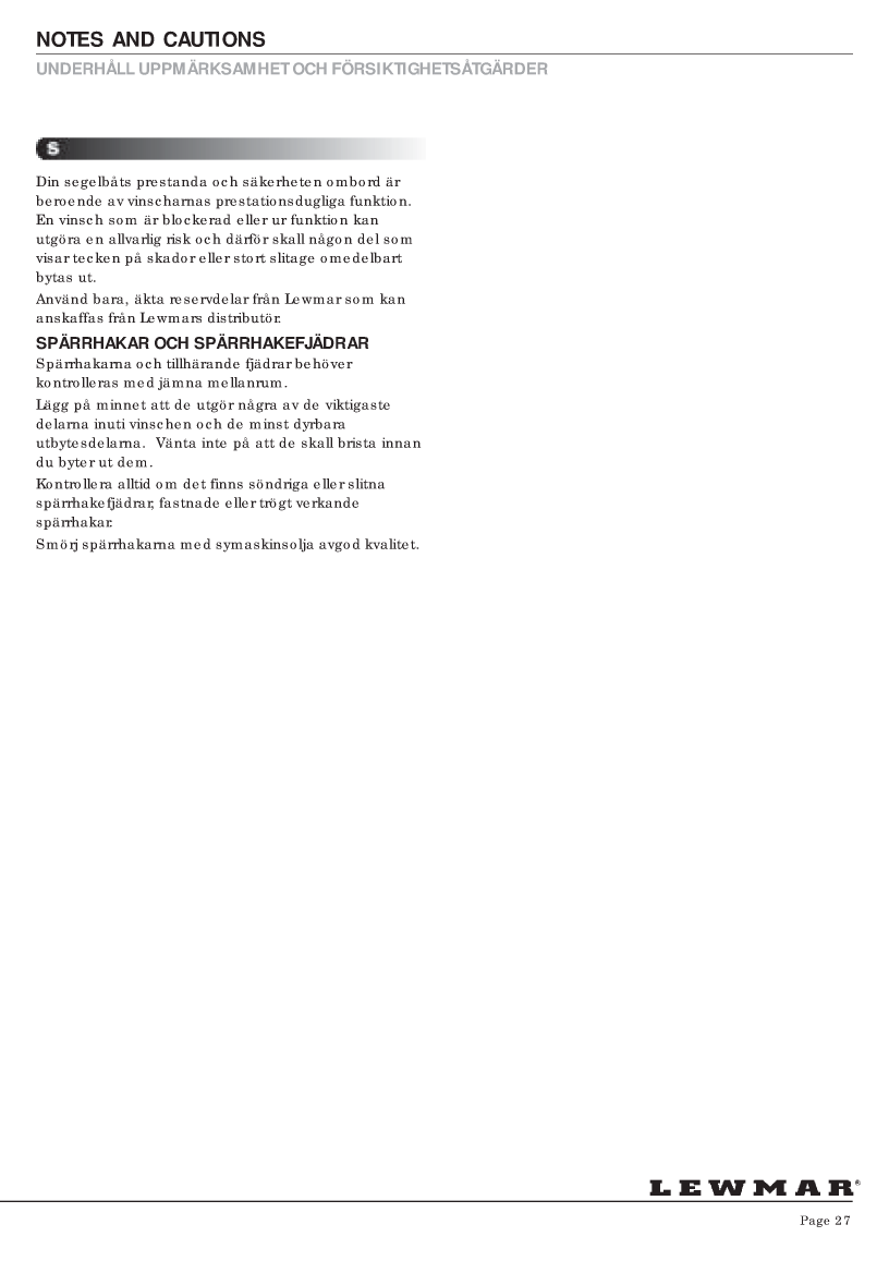 ' Lewmar Winch Service Manual'